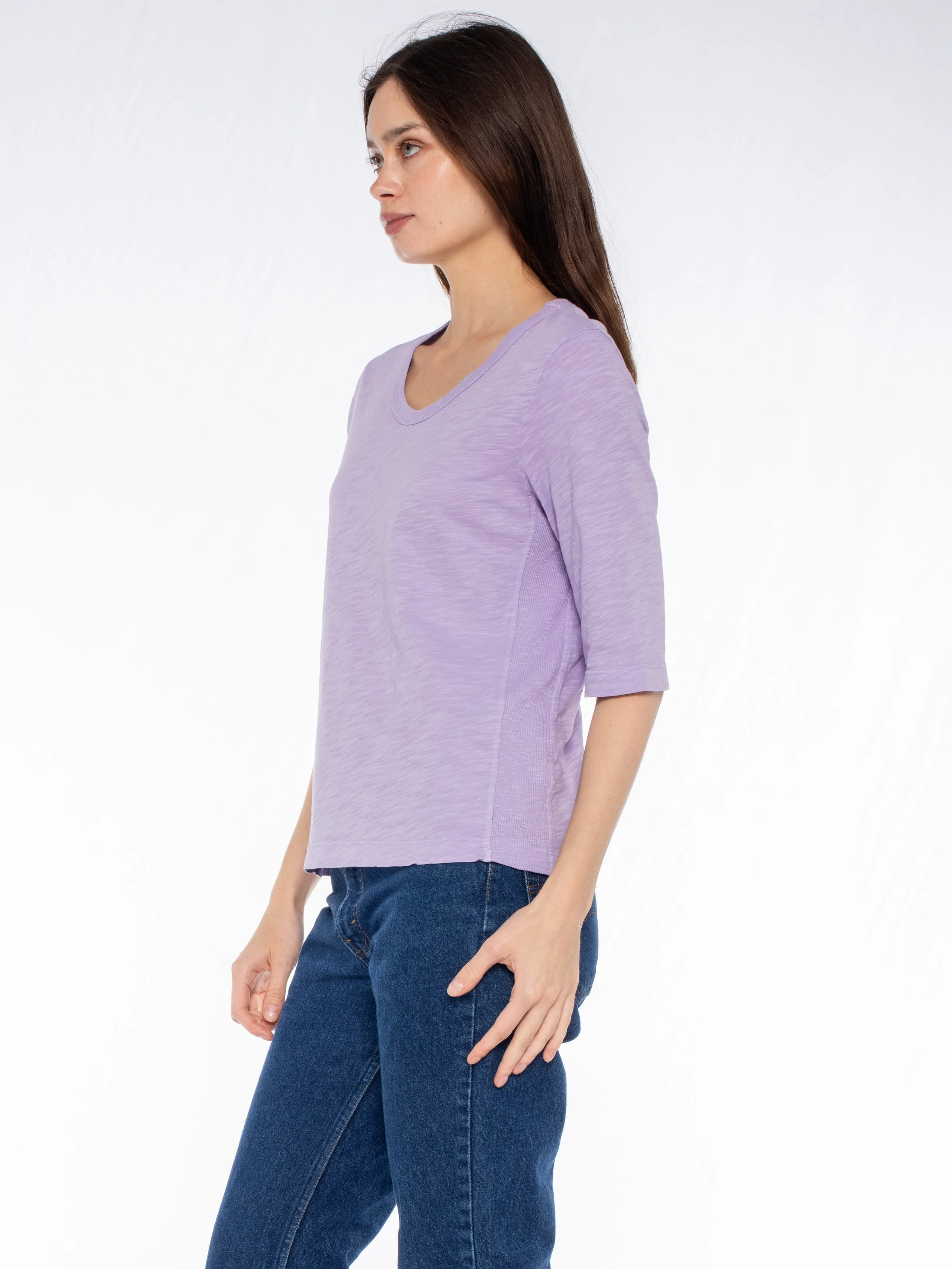 Crew Slub Rib Mix Panels-Slim Fit