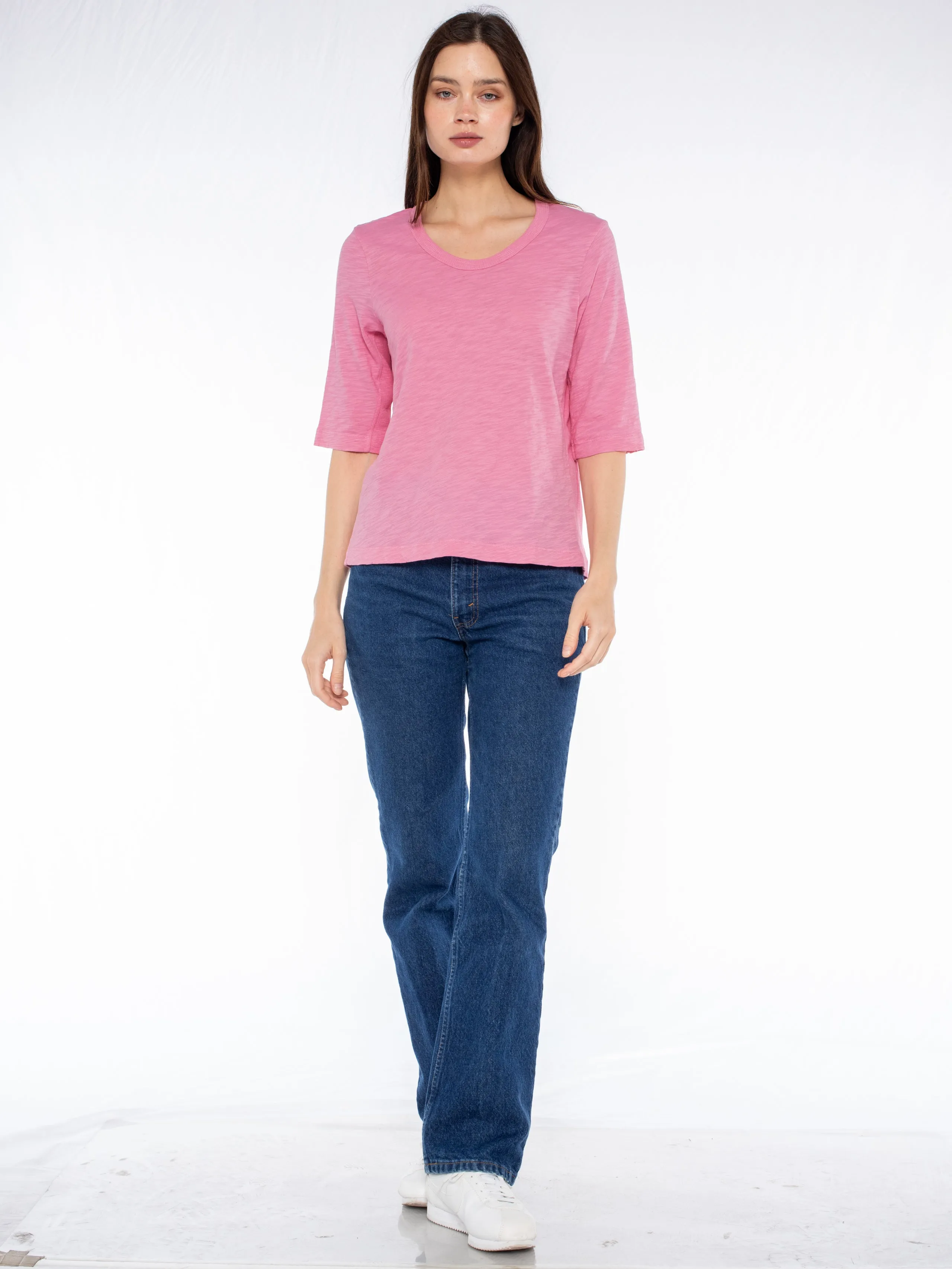 Crew Slub Rib Mix Panels-Slim Fit
