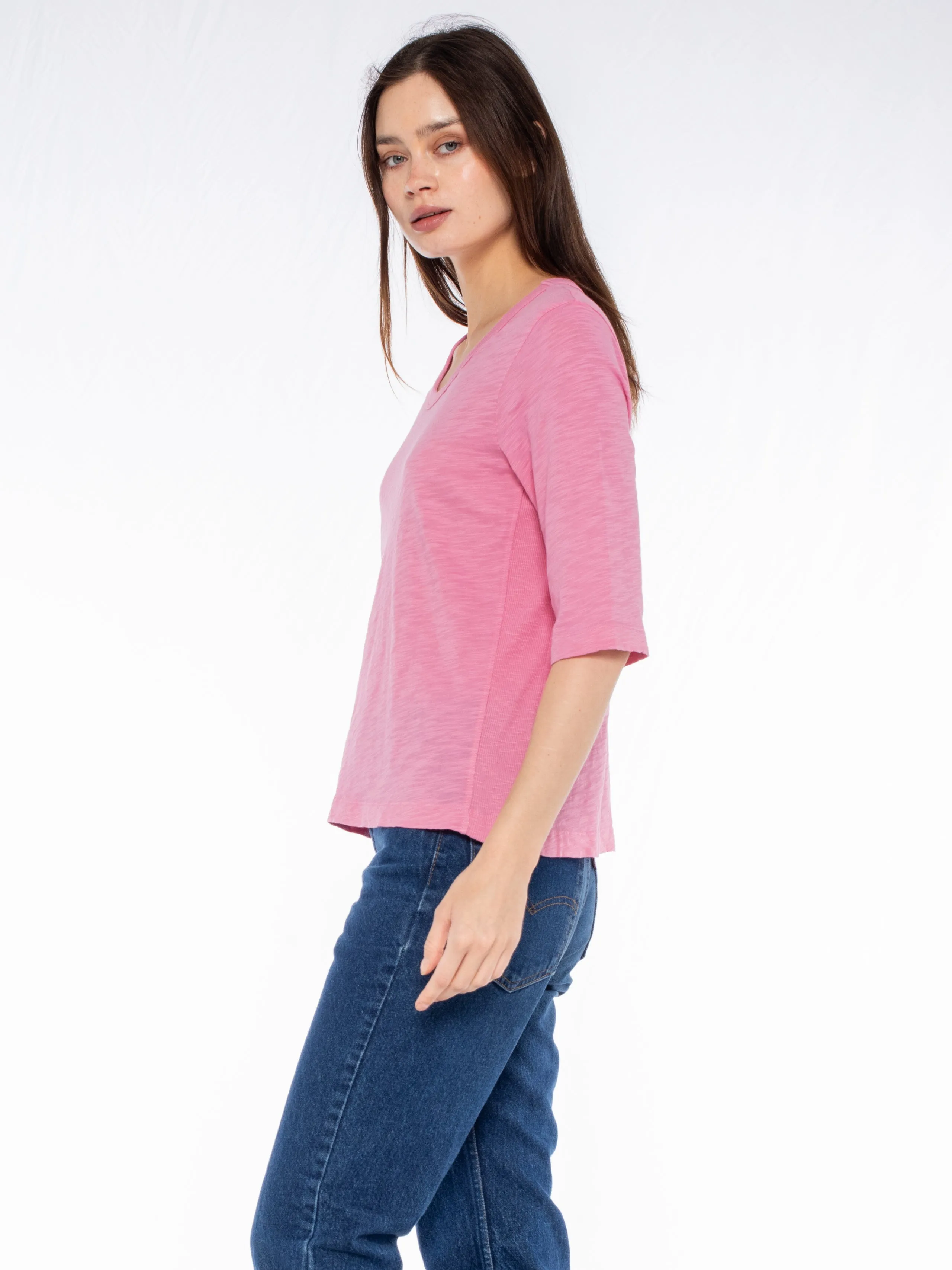 Crew Slub Rib Mix Panels-Slim Fit
