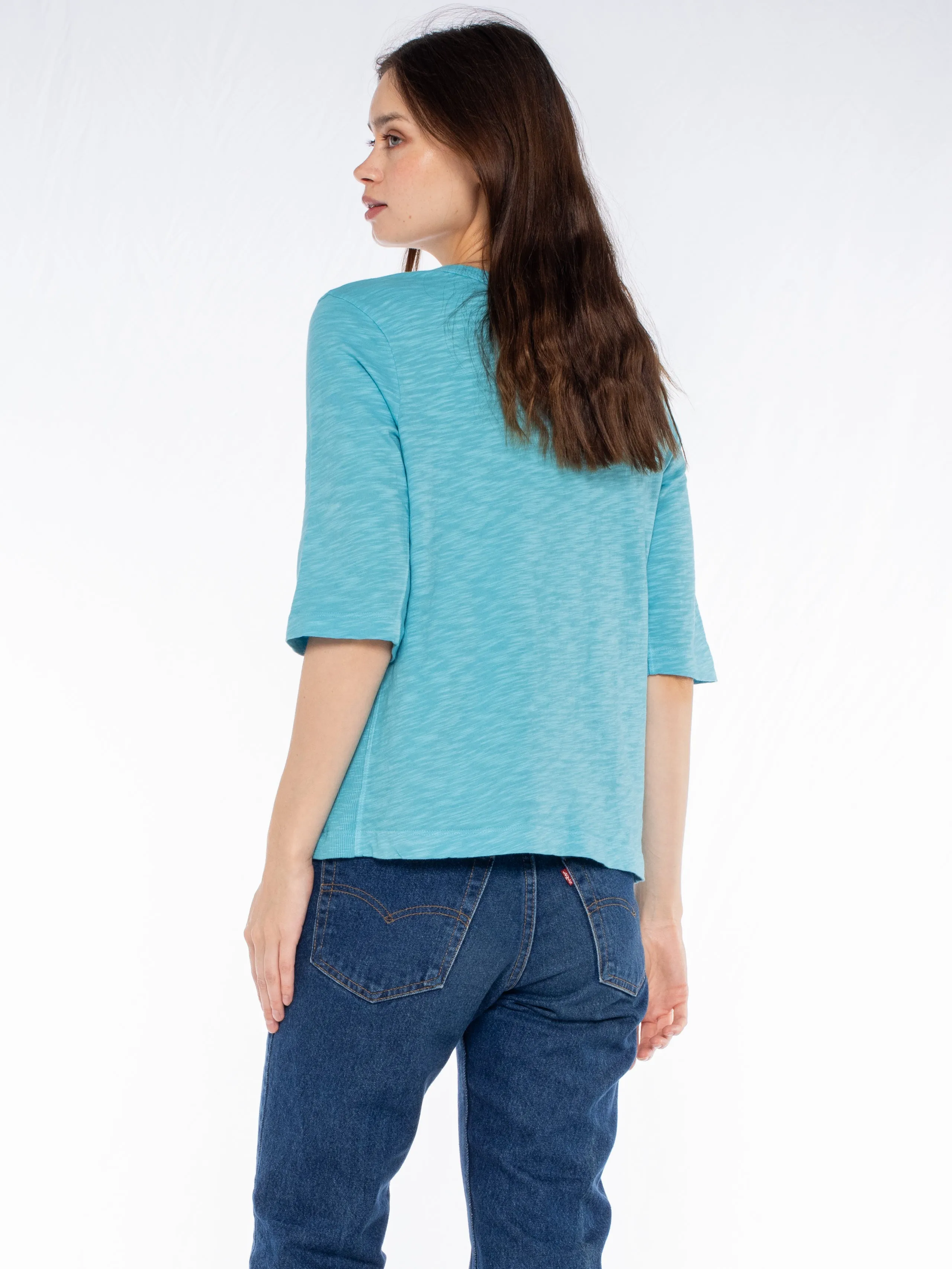 Crew Slub Rib Mix Panels-Slim Fit