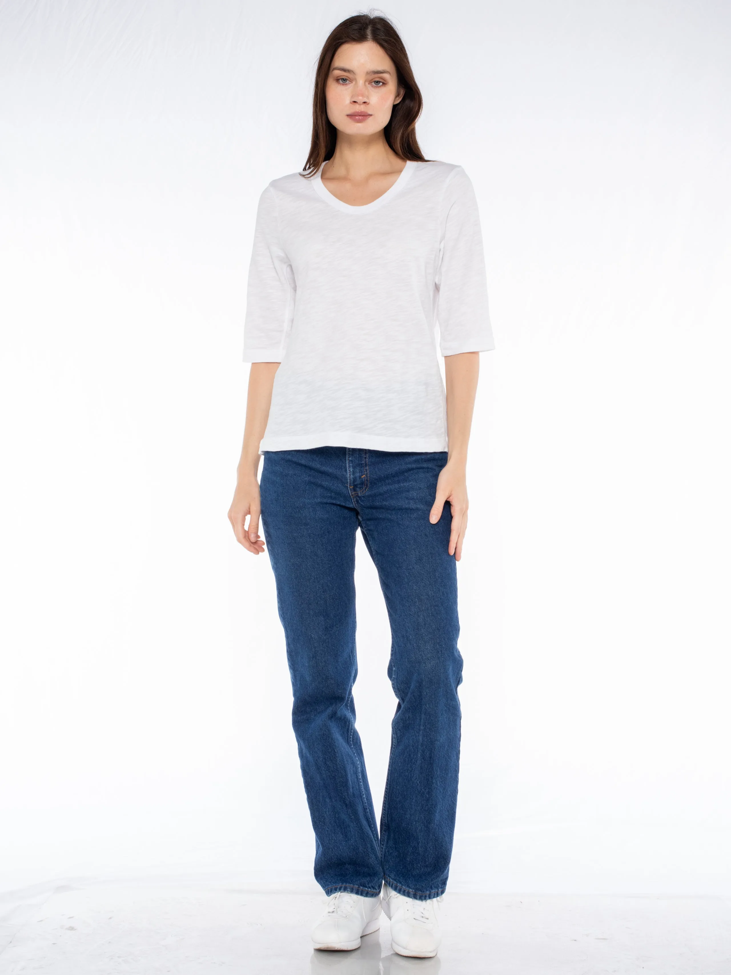 Crew Slub Rib Mix Panels-Slim Fit