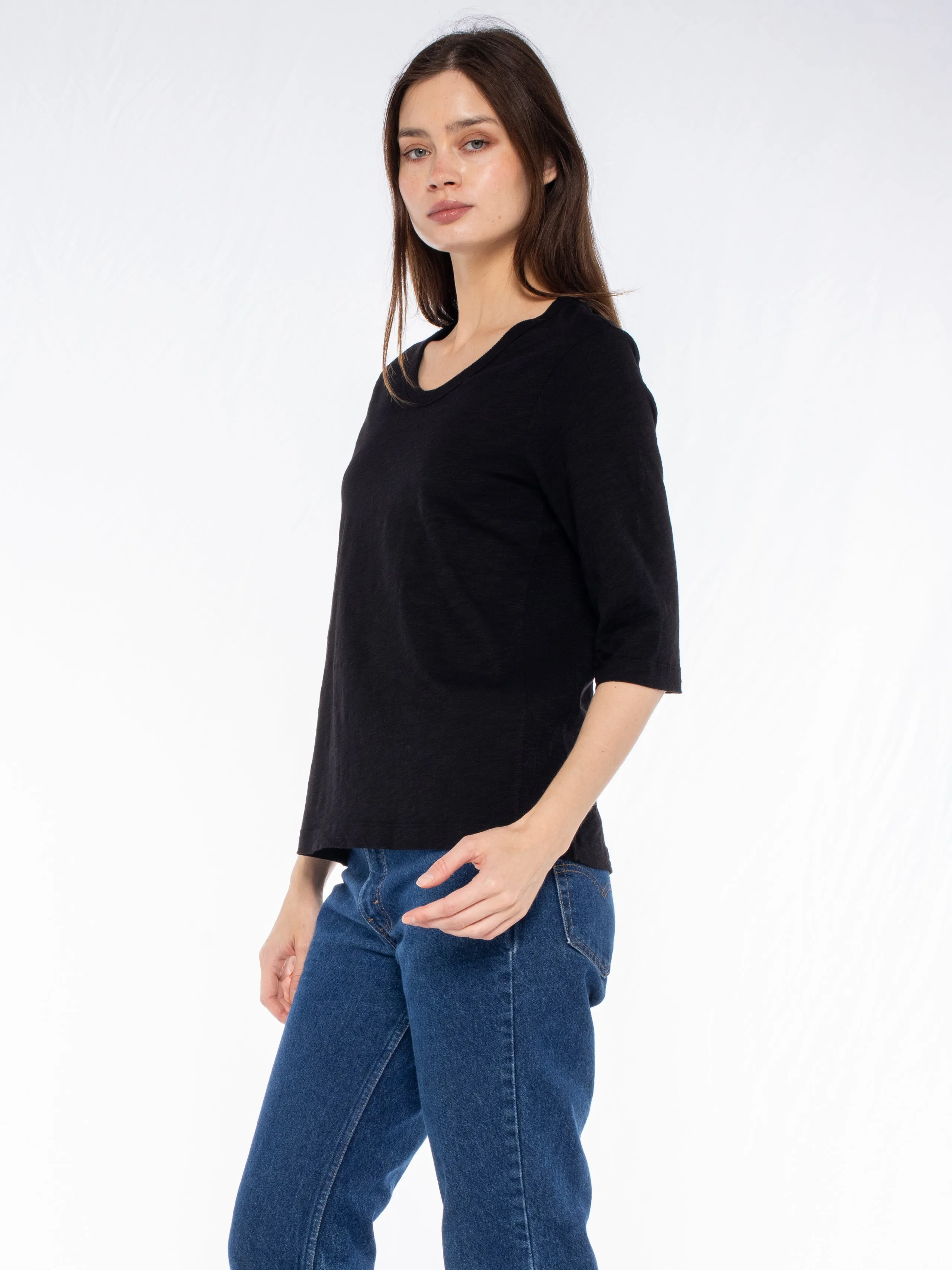 Crew Slub Rib Mix Panels-Slim Fit