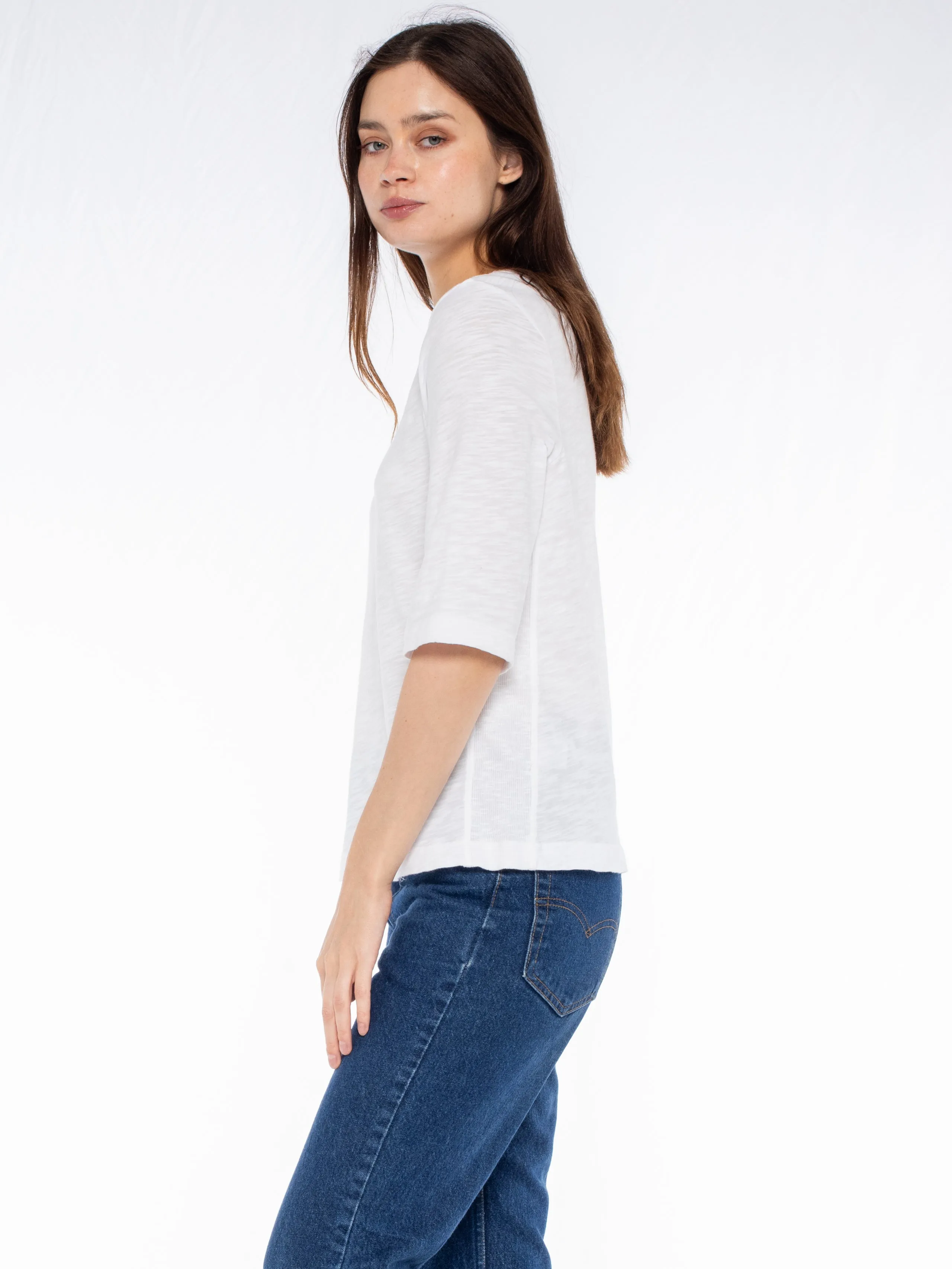 Crew Slub Rib Mix Panels-Slim Fit
