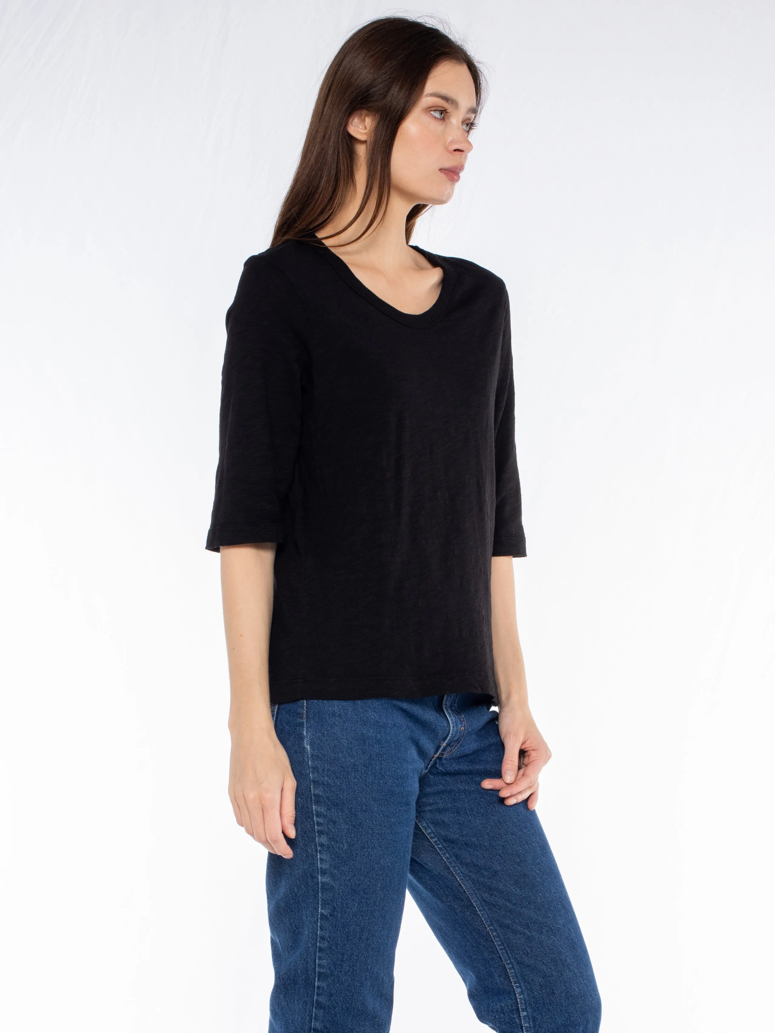 Crew Slub Rib Mix Panels-Slim Fit