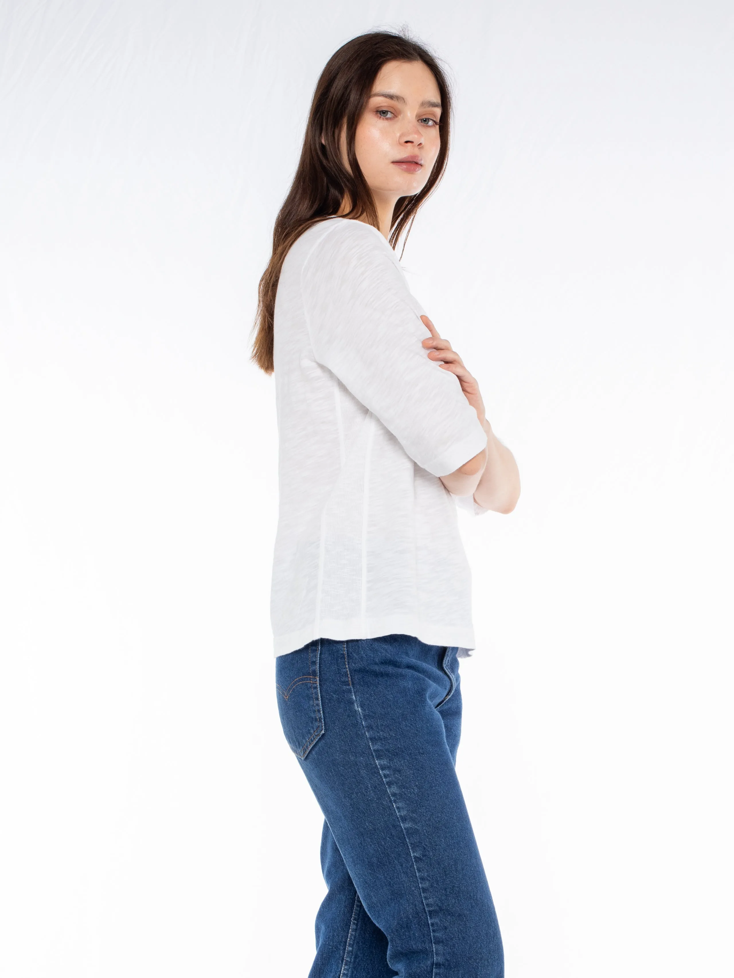 Crew Slub Rib Mix Panels-Slim Fit