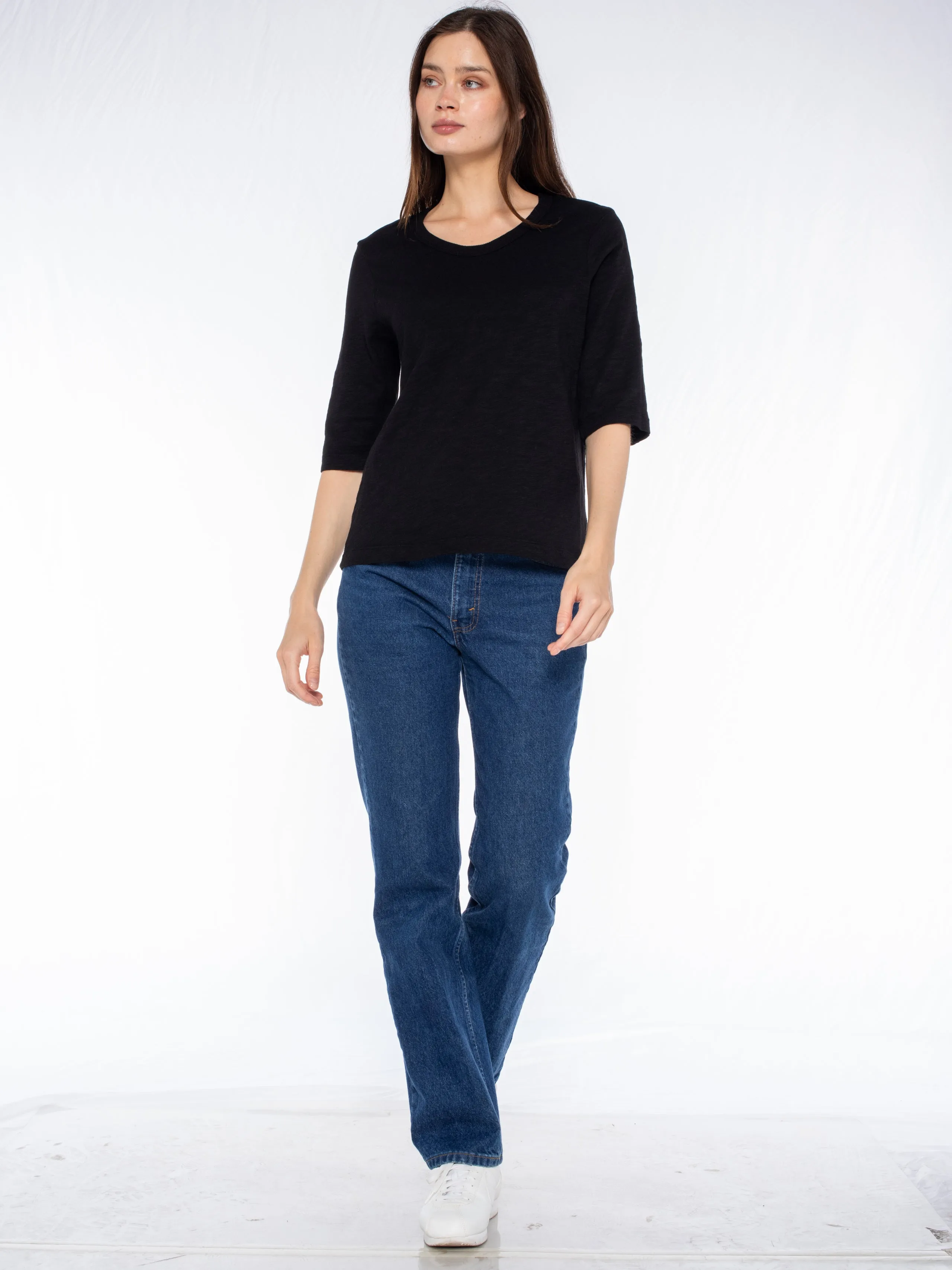 Crew Slub Rib Mix Panels-Slim Fit
