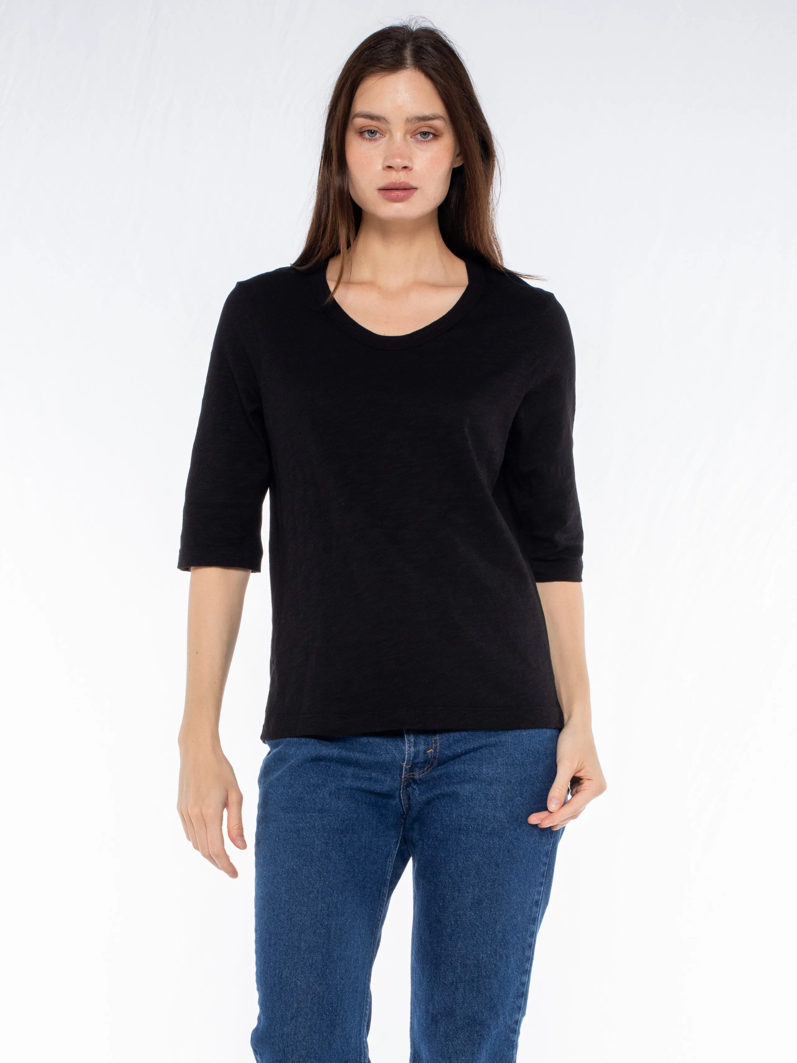 Crew Slub Rib Mix Panels-Slim Fit