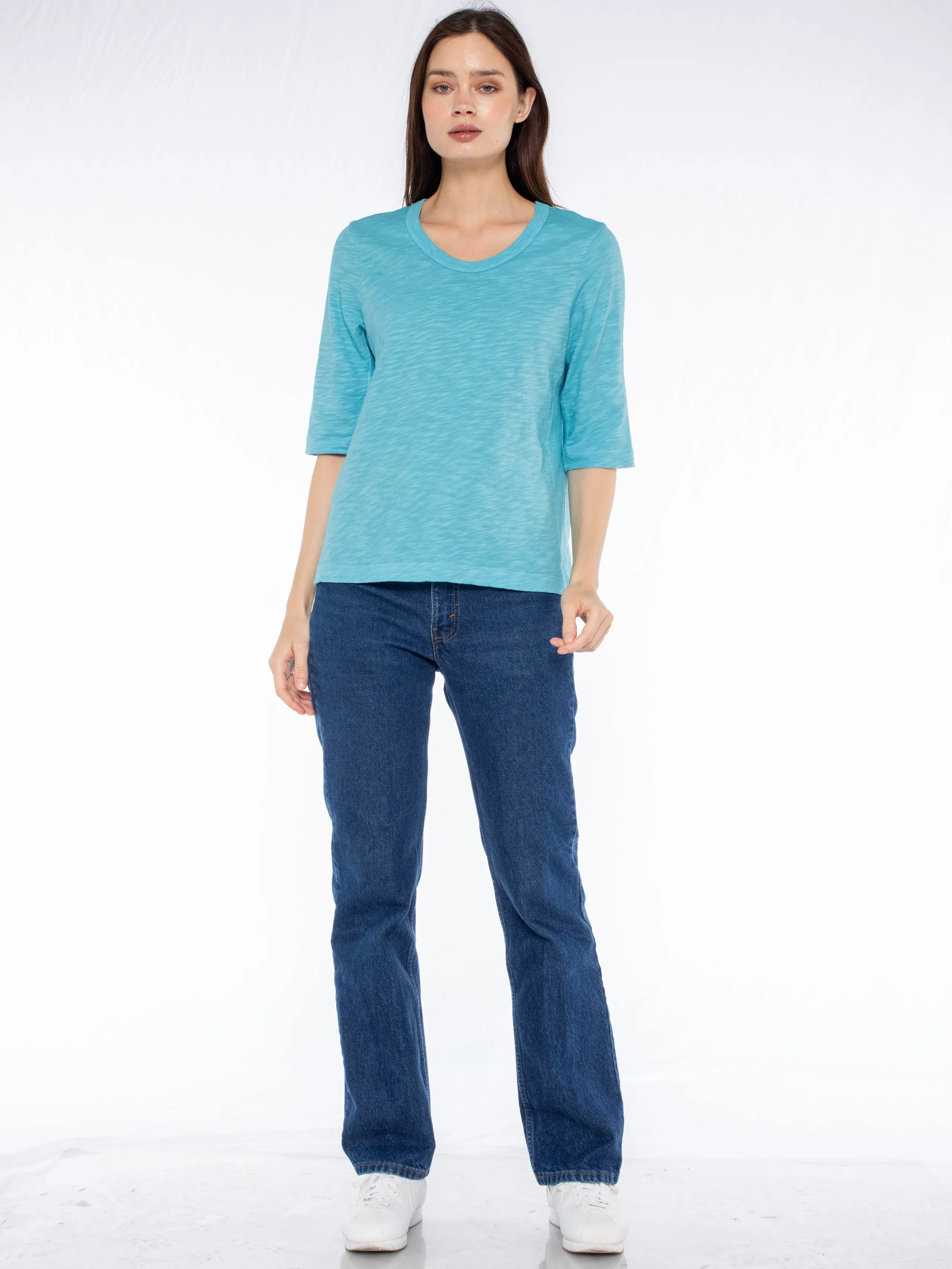 Crew Slub Rib Mix Panels-Slim Fit