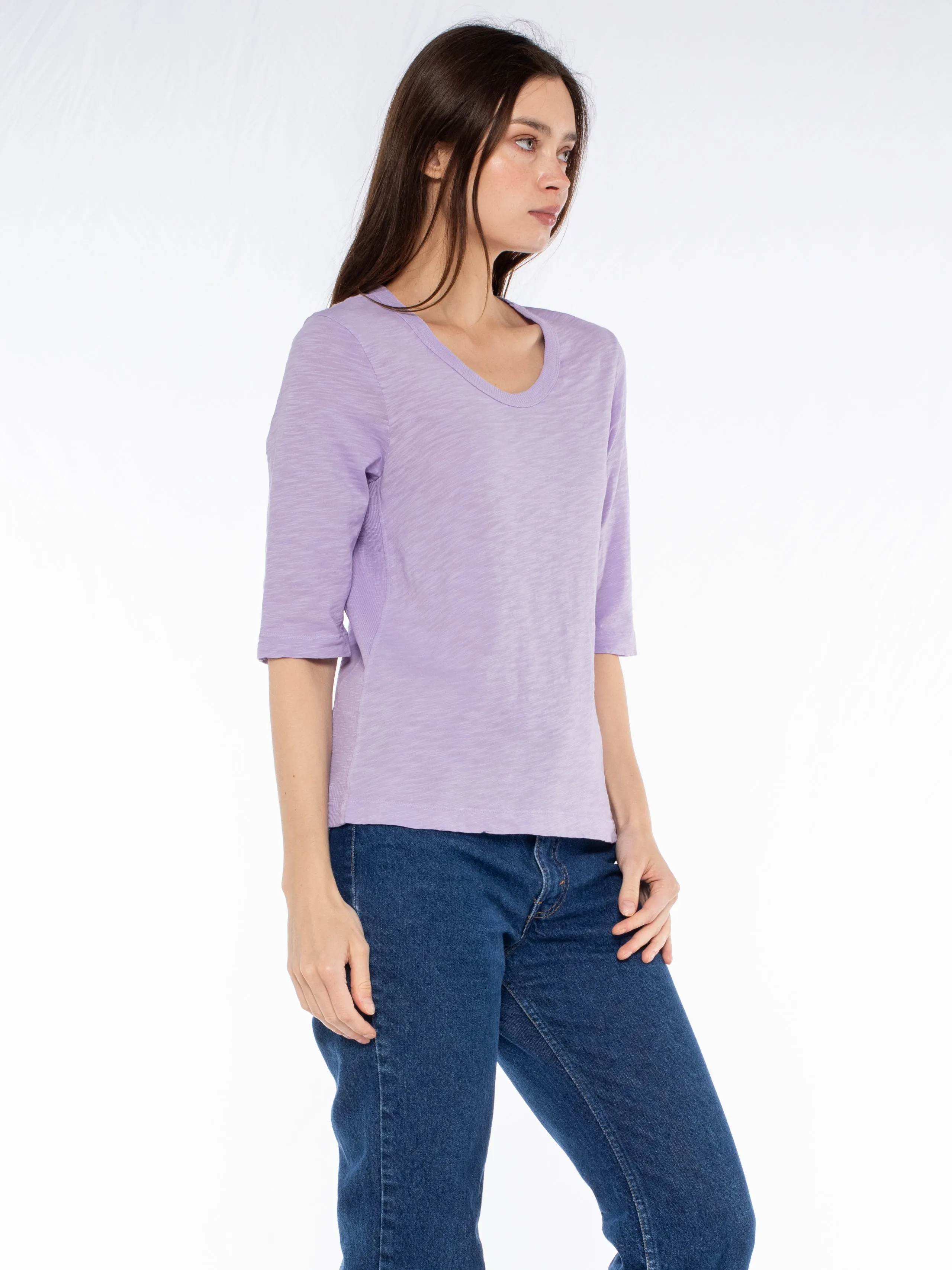 Crew Slub Rib Mix Panels-Slim Fit