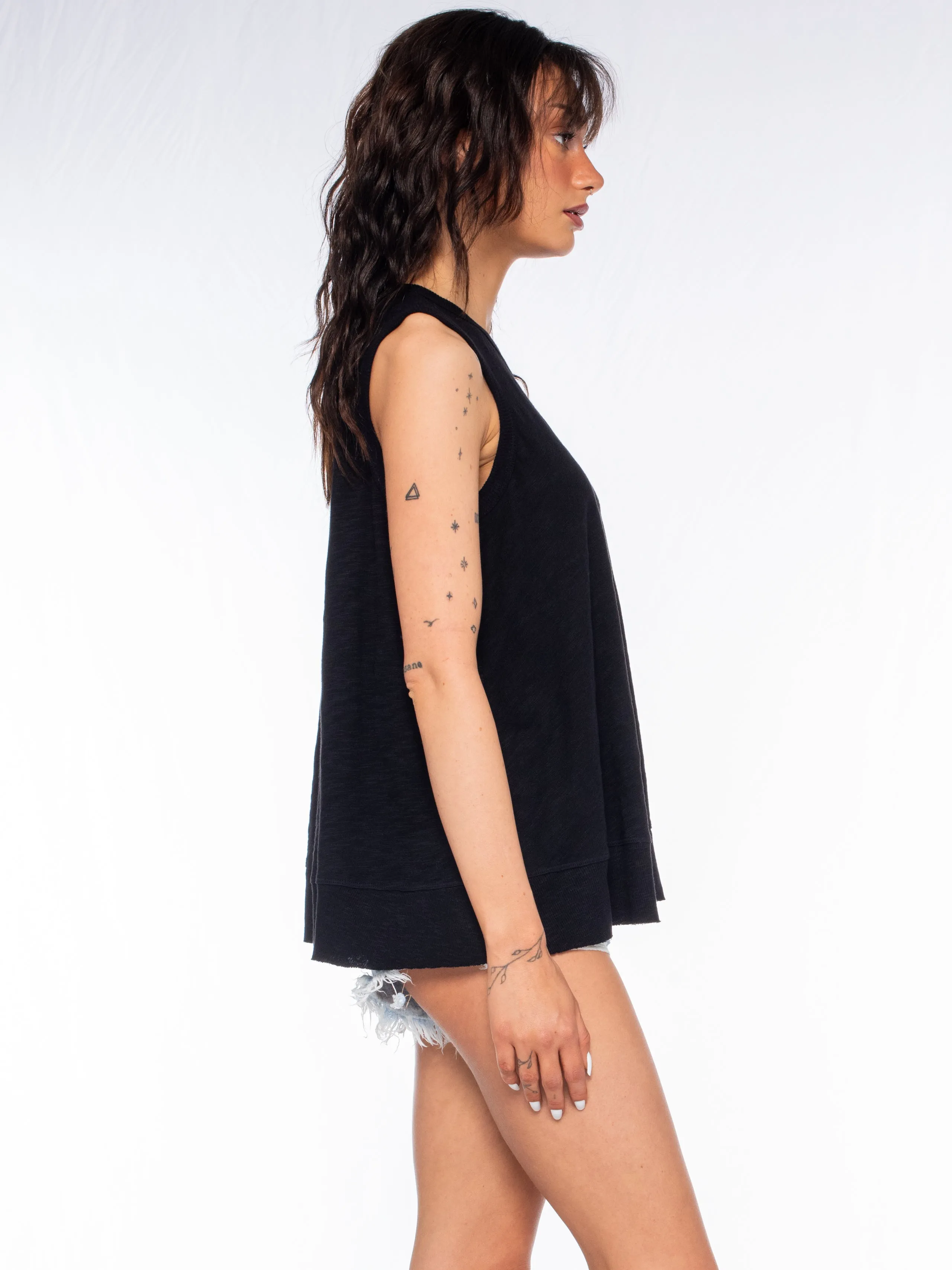 Crop Trapeze Shell Rib Mix Top