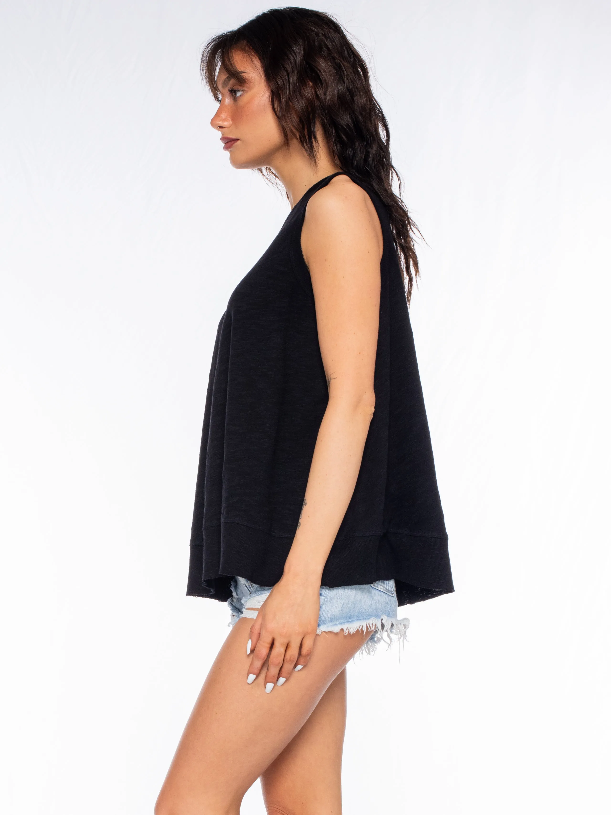 Crop Trapeze Shell Rib Mix Top