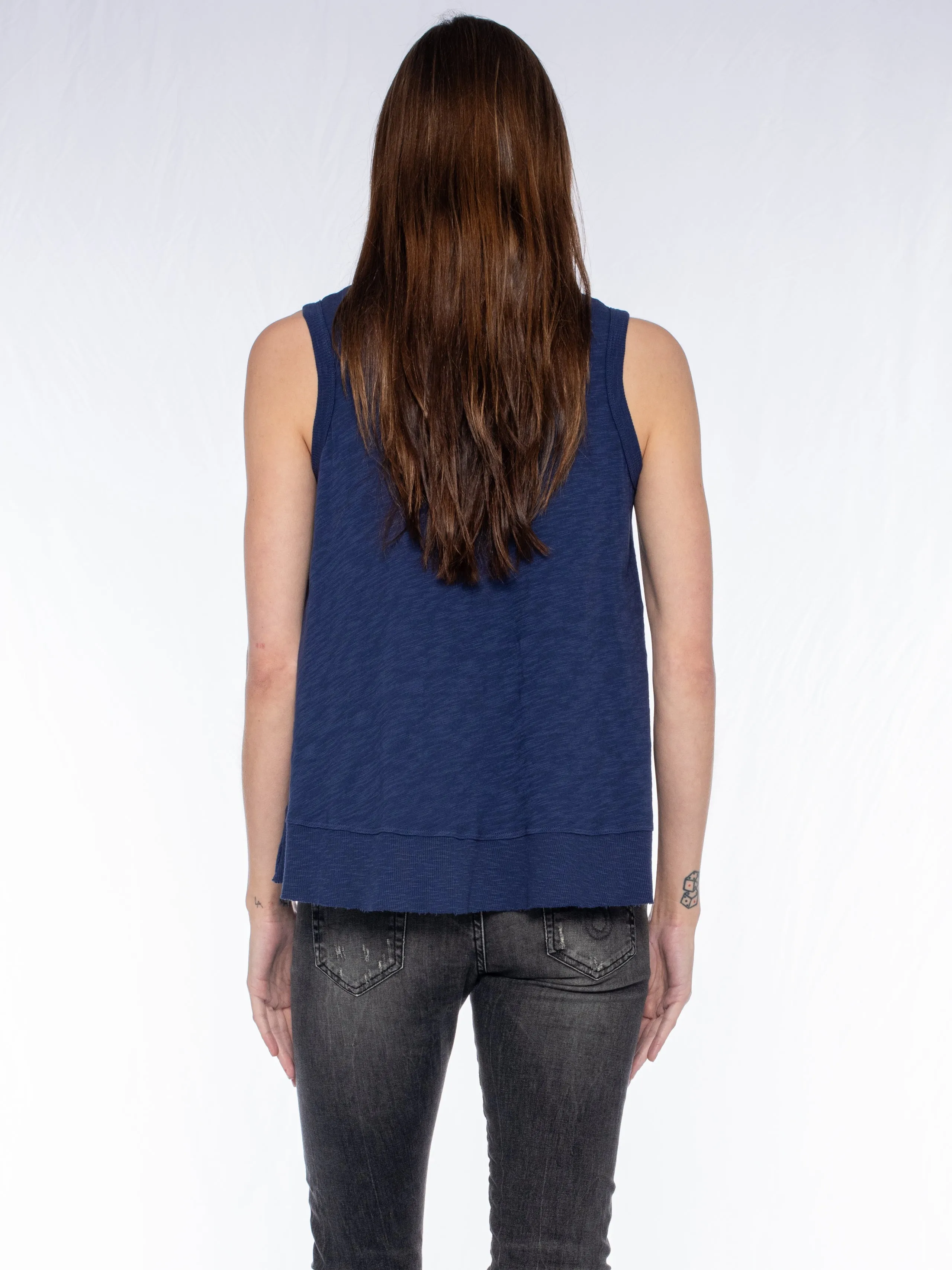 Crop Trapeze Shell Rib Mix Top