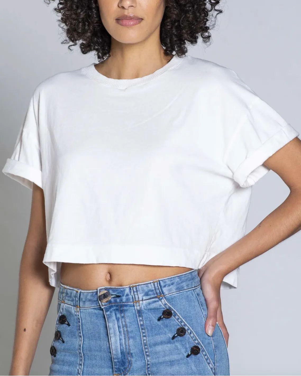 Cuff Tee in STONE BLACK | ASKK NY