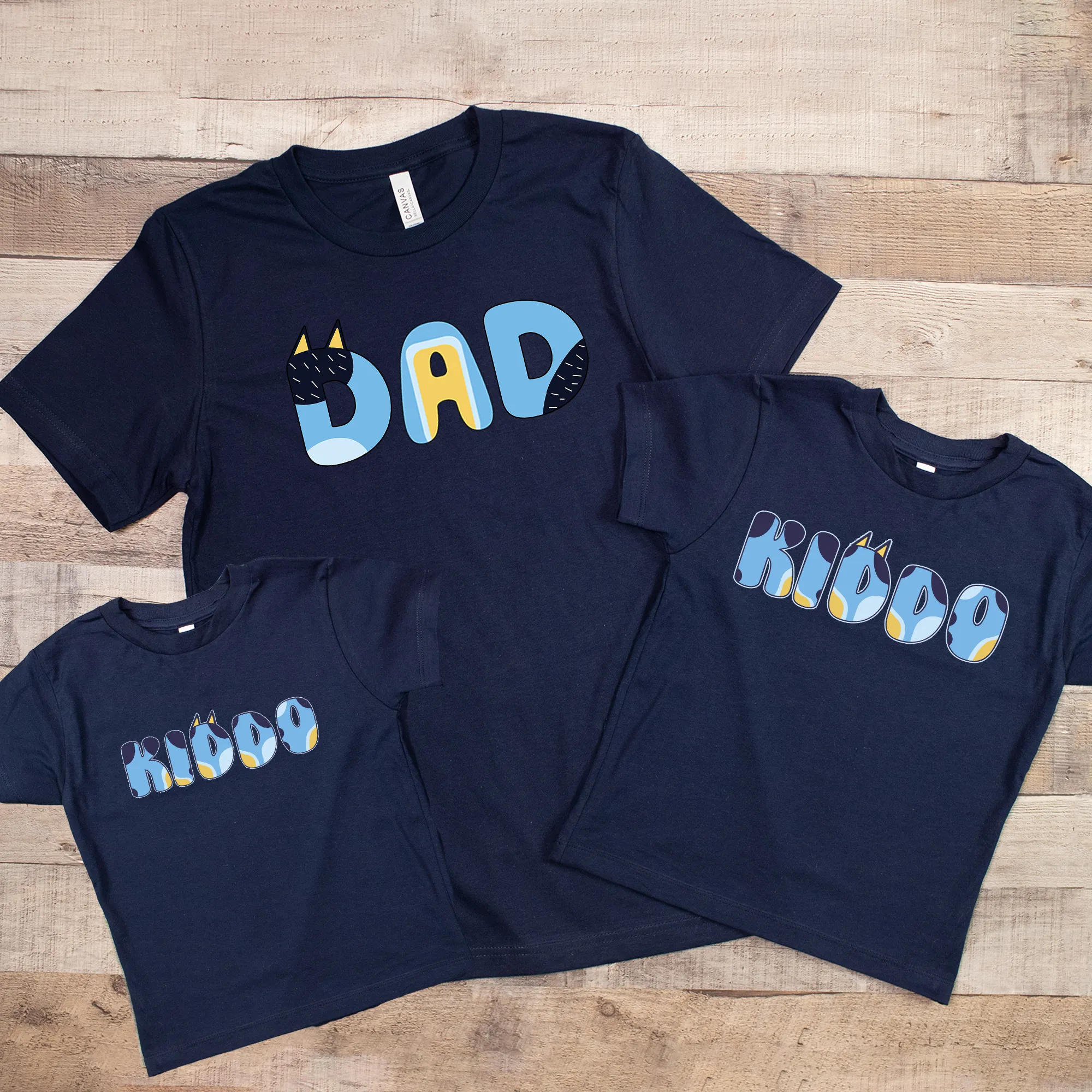 Dad - Kiddo Blue Dog Matching T-Shirts