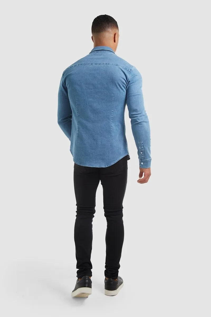 Denim Overshirt in Light Blue