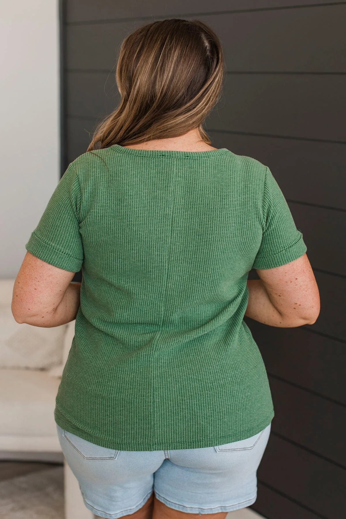 Deserve The World V-Neck Top- Fern Green