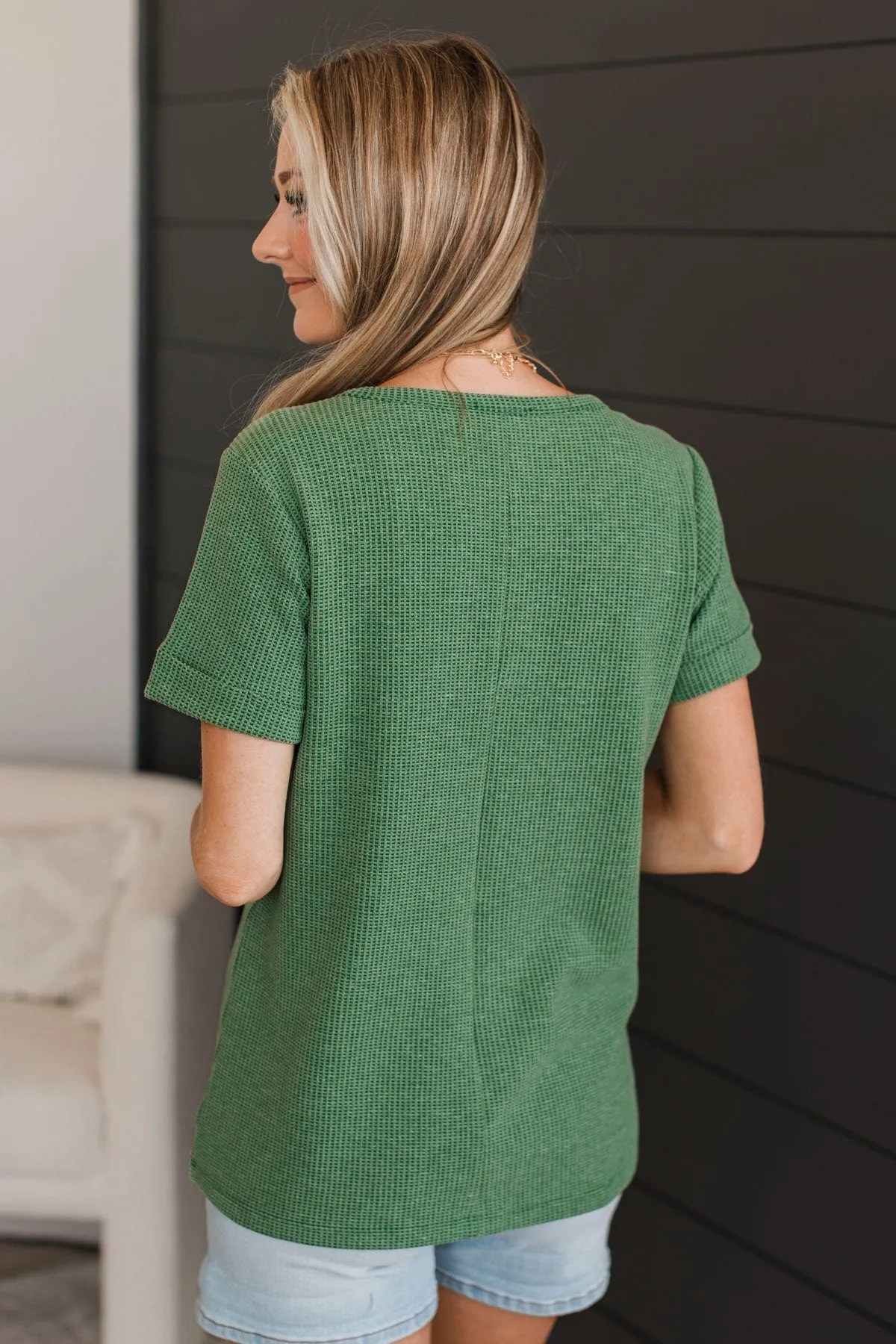 Deserve The World V-Neck Top- Fern Green