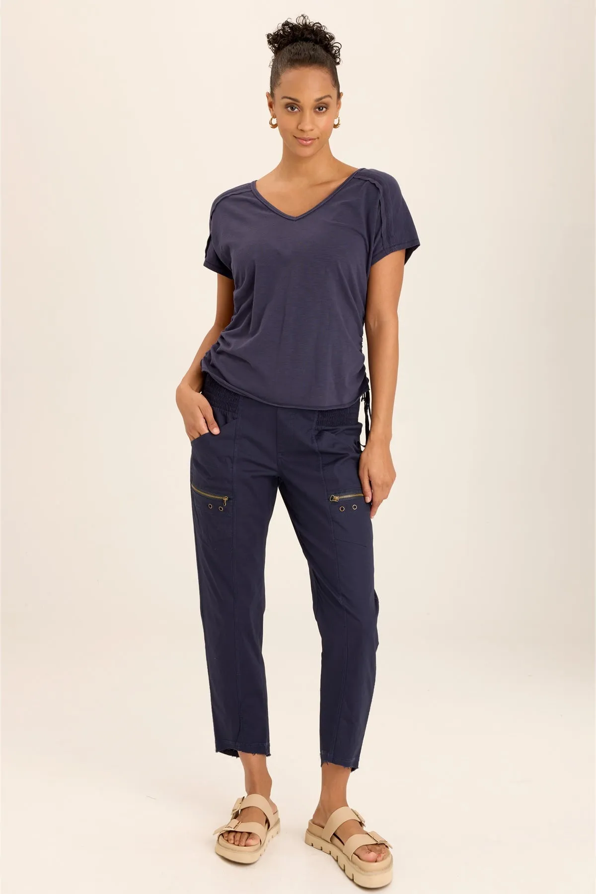 Diggory Cinched Cord V-Neck Jersey Tee
