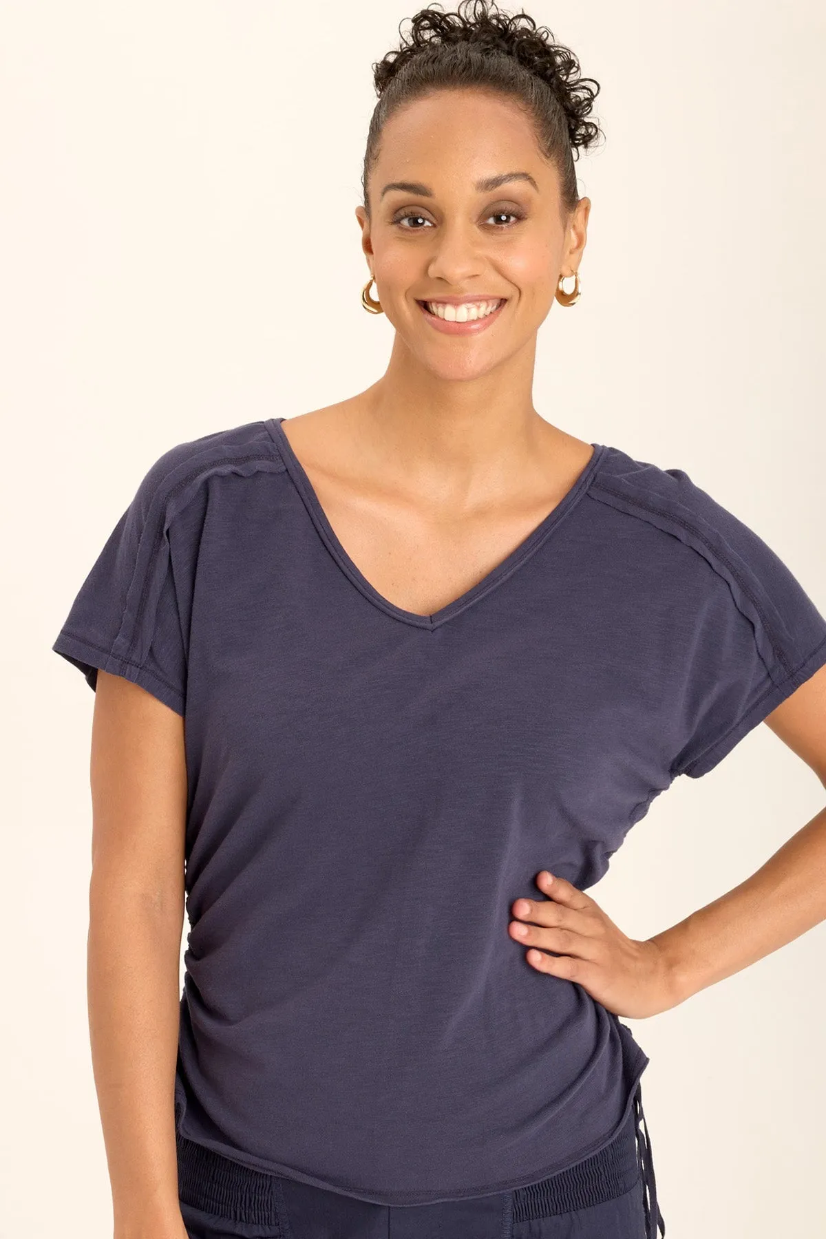 Diggory Cinched Cord V-Neck Jersey Tee