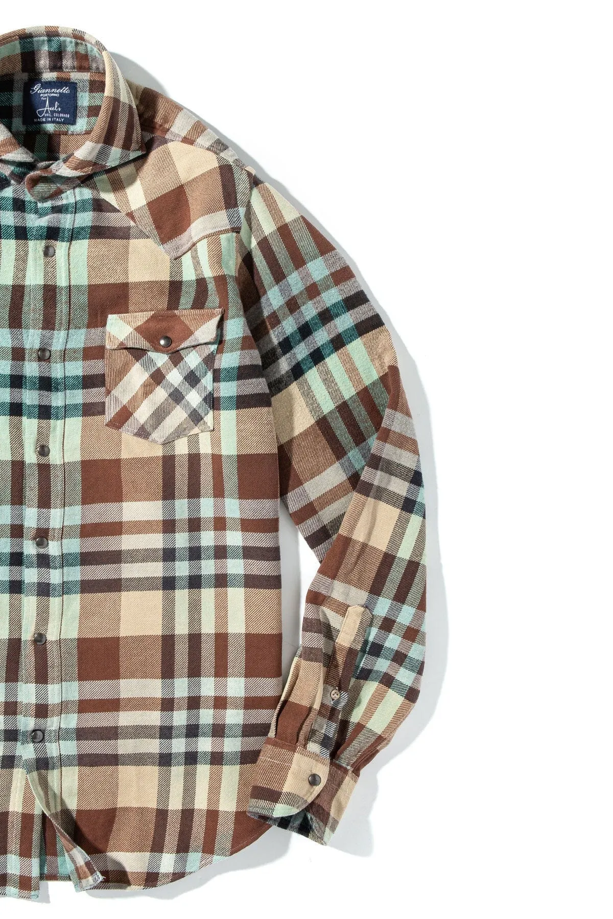Drakensberg Brushed Cotton Check In Brown/ Turqouise