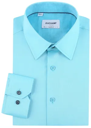 Duchamp London Aqua Solid Dress Shirt