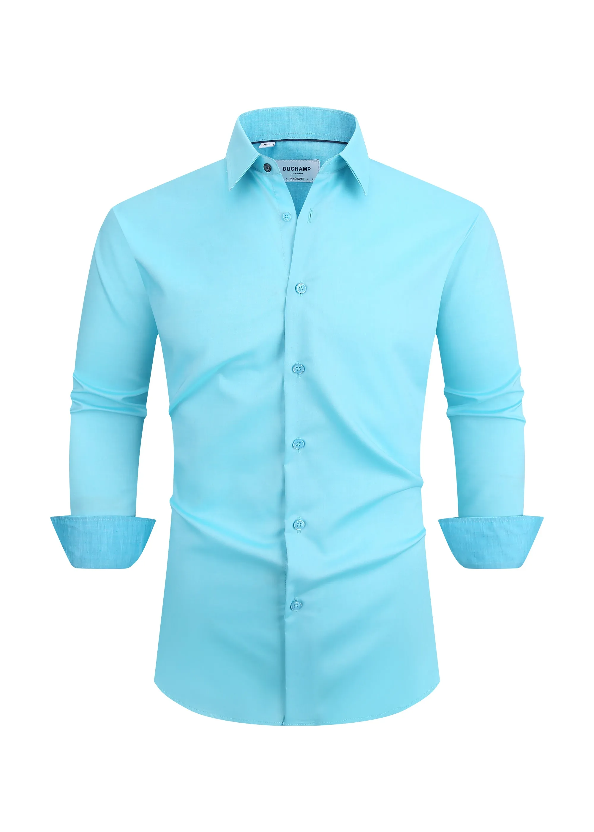 Duchamp London Aqua Solid Dress Shirt