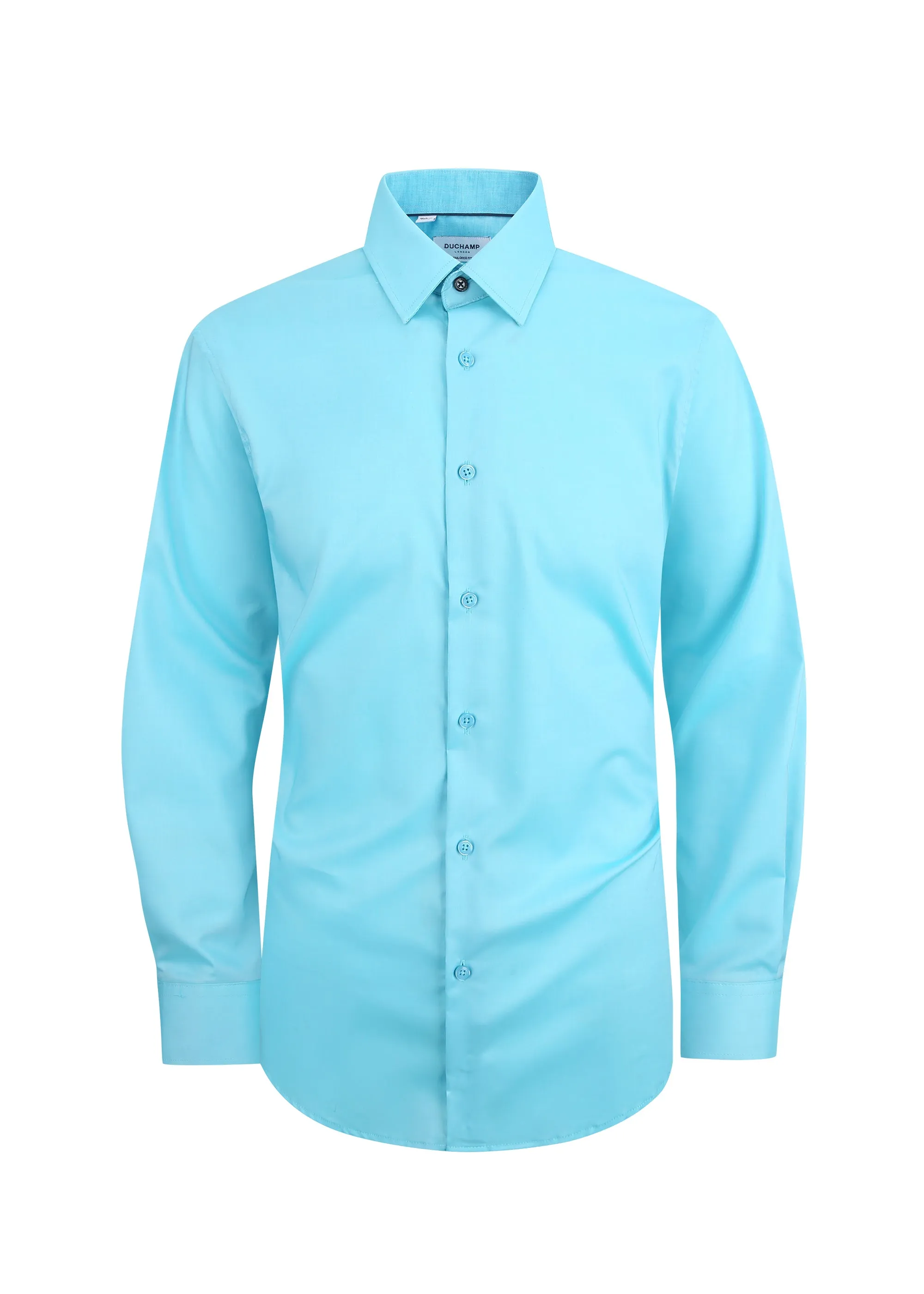 Duchamp London Aqua Solid Dress Shirt