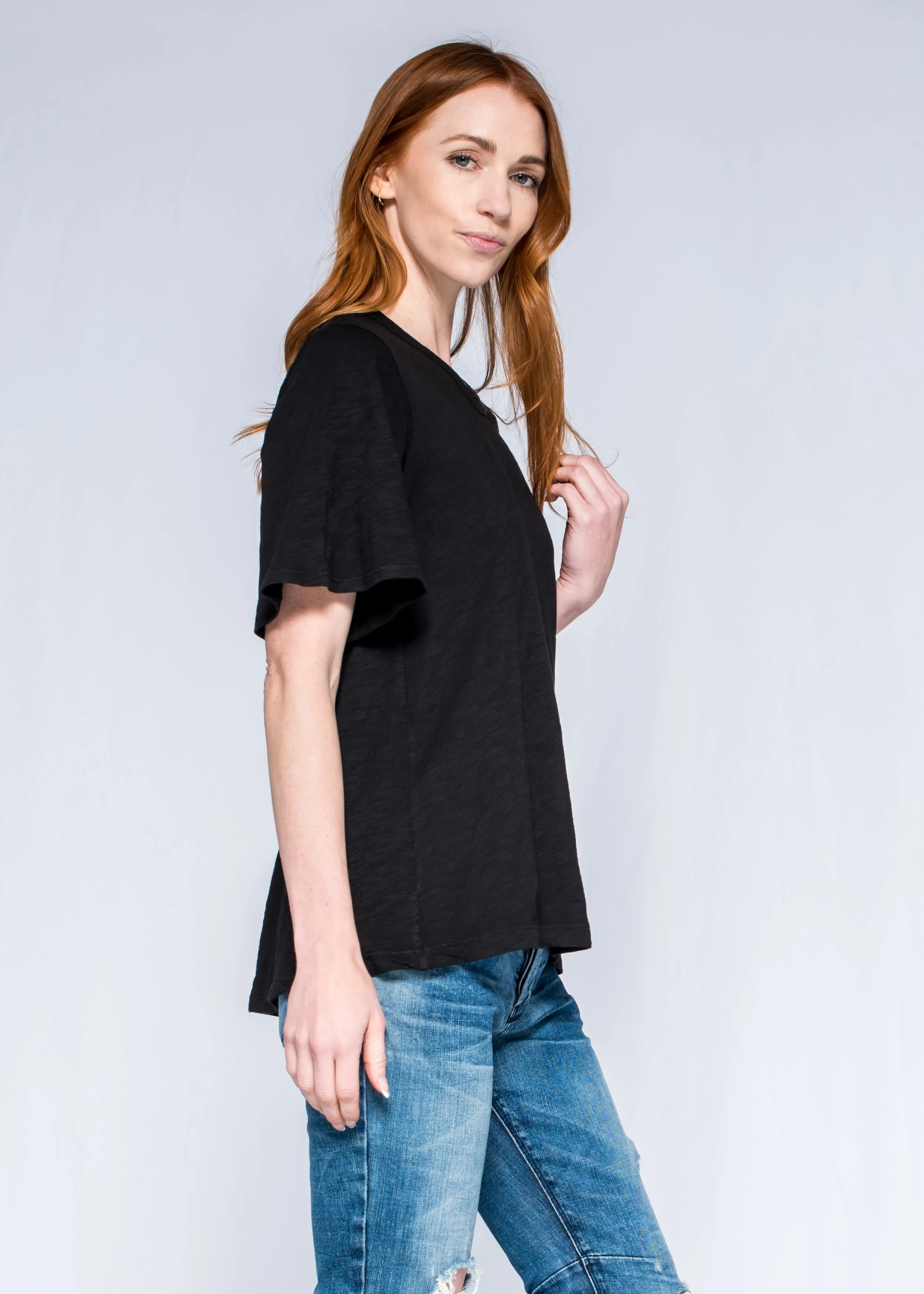 Easy Crew Tee Elbow Flutter Sleeve Shirt