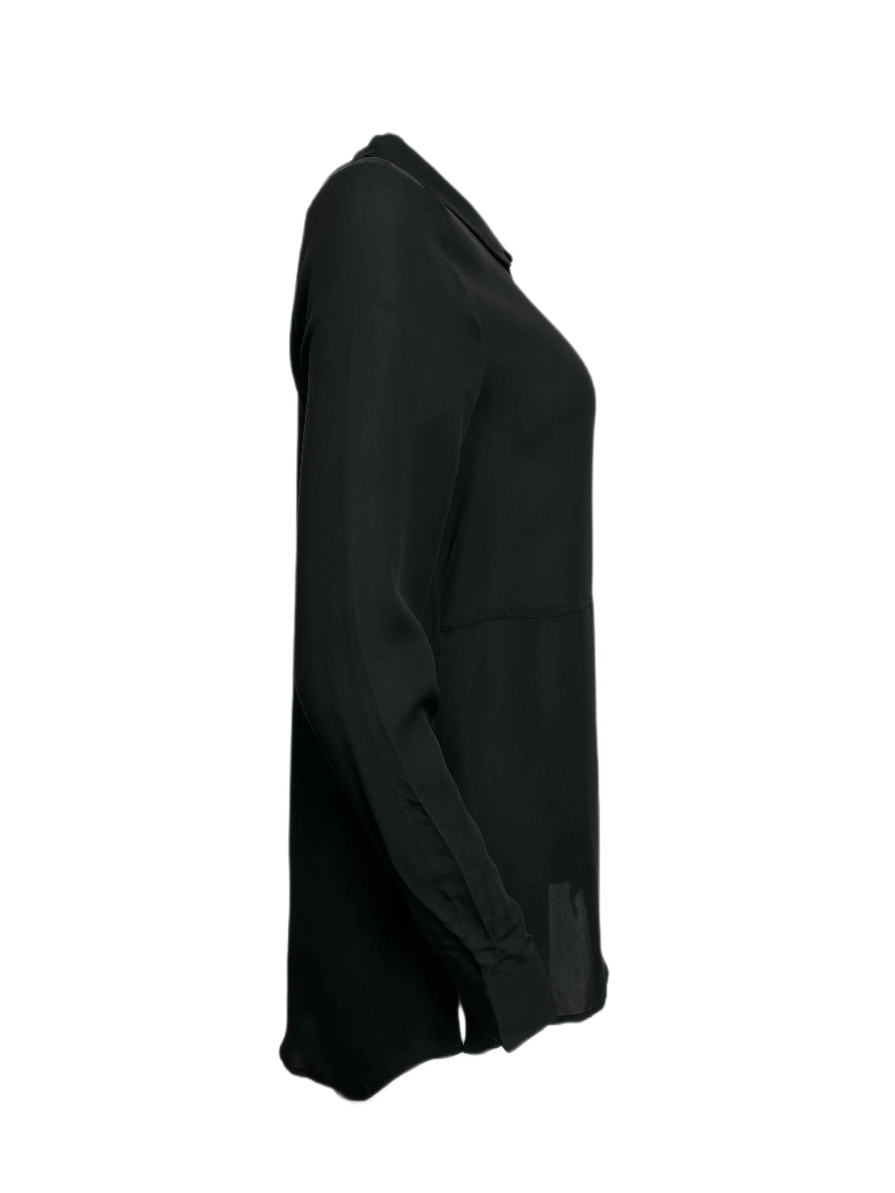 ECRU Women's Black Button Down Collared Shirt #107 S NWOT