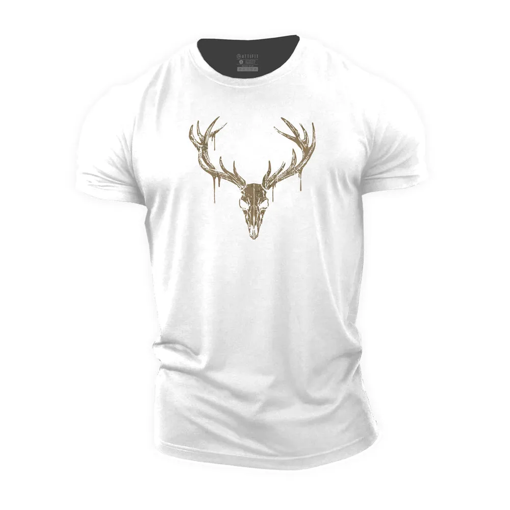 Elk Skull Cotton T-Shirt
