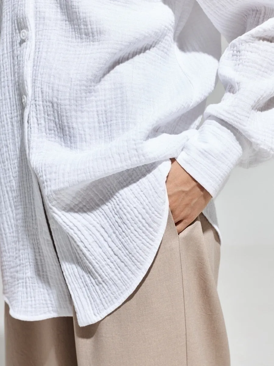 Fashionable Long Sleeve Loose Cotton Shirts for Women