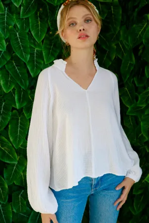 FELICITE-Ruffle Top White