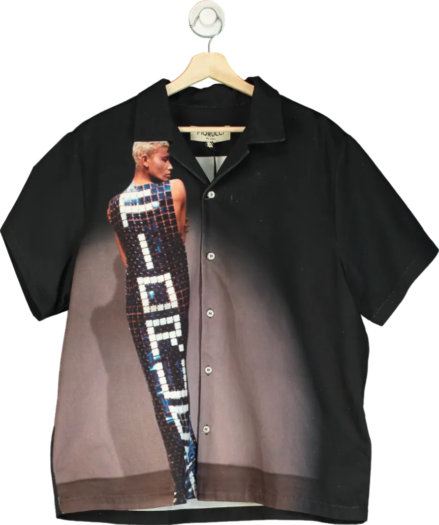 FIORUCCI Black Tile Dress Printed Shirt UK XL