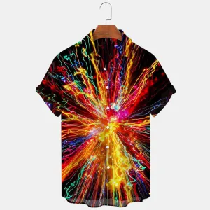 Firework Independence Day Printed Short Sleeve Shirt