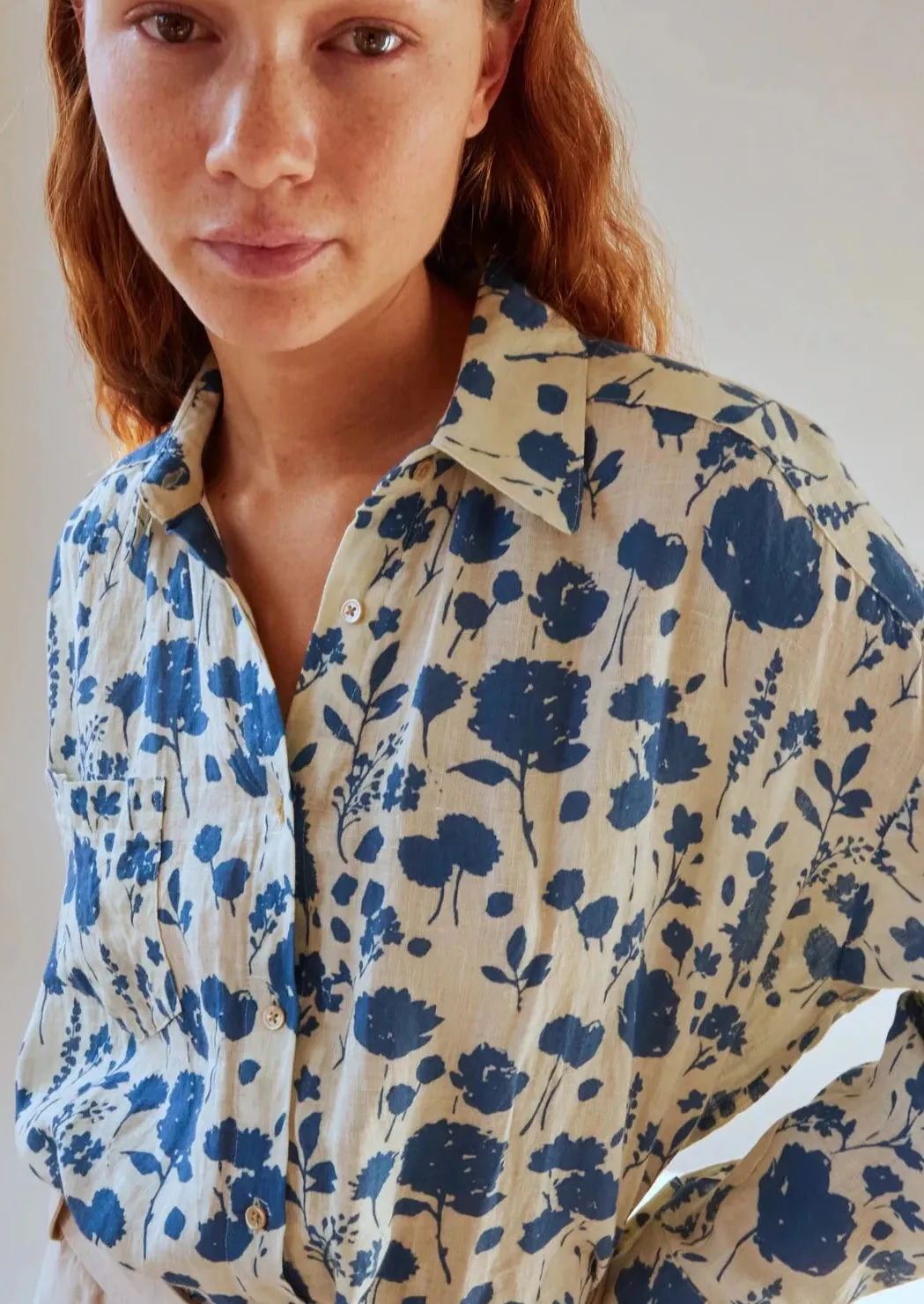 Francine Shirt, Floating Floral Linen