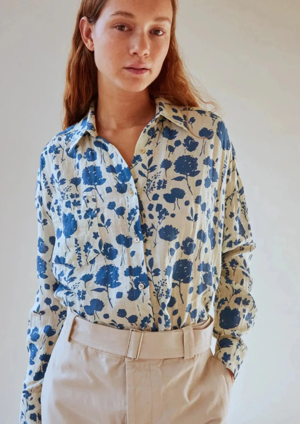 Francine Shirt, Floating Floral Linen