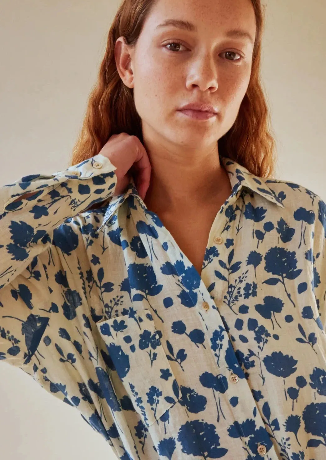Francine Shirt, Floating Floral Linen