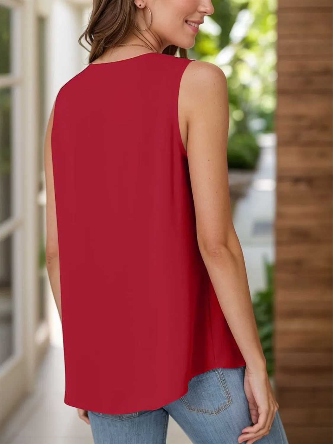 Full Size Ruched V-Neck Tank (12 Colors)