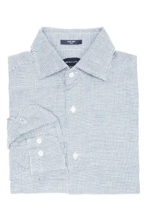 GANT Hamptons Blue Pure Prep Linen Houndstooth Slim Fit Shirt 3015636 Size M