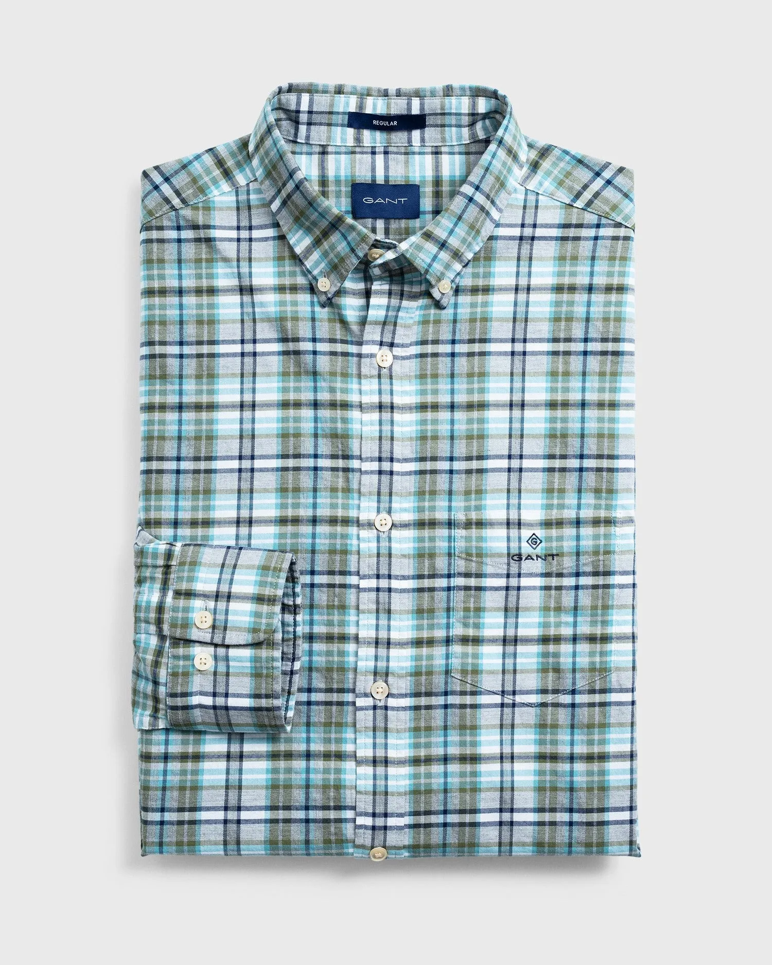 GANT Loden Green Winter Twill Heather Button Down Shirt 3011430 Size M NWT