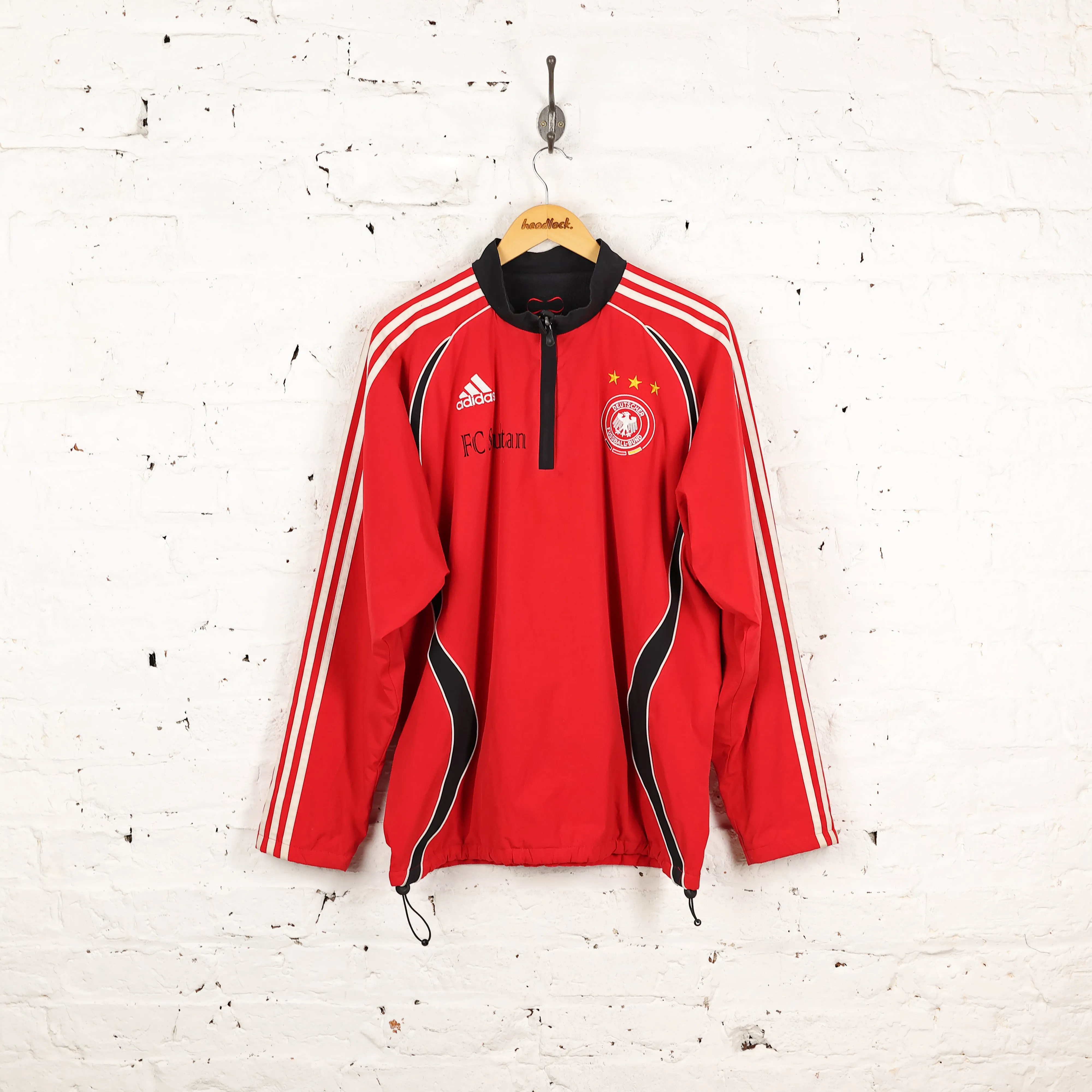 Germany 2006 Adidas 1/4 Zip Fleece Lined Tracksuit Top - Red - M