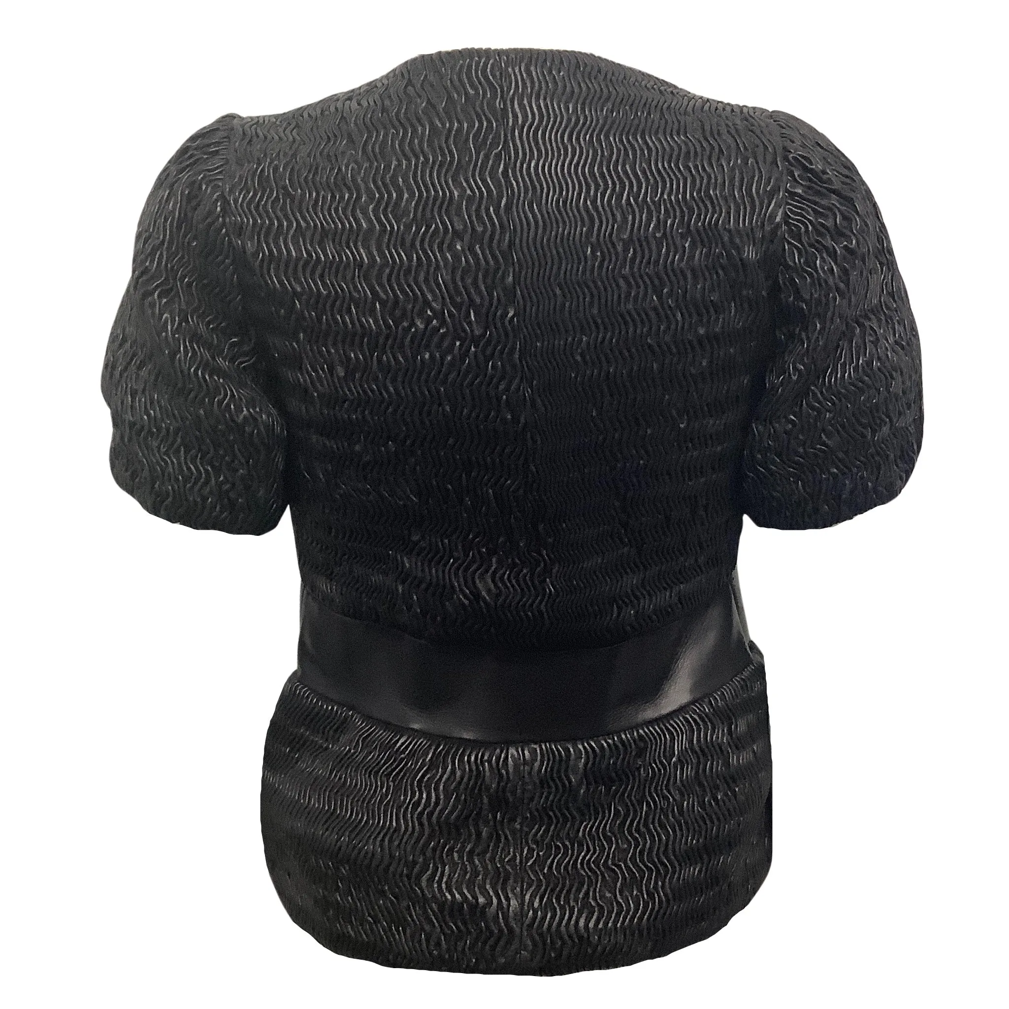 Giorgio Armani Black Leather Puckered Short Sleeved Jacket
