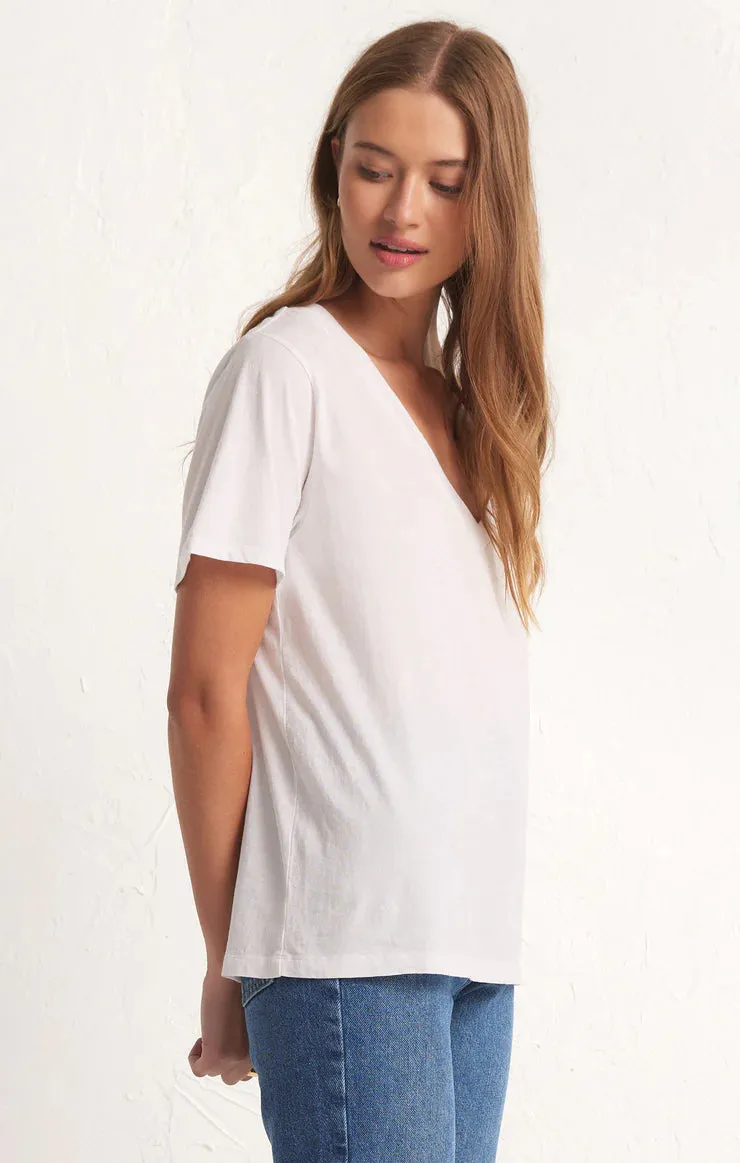 Girlfriend V-Neck Tee- White