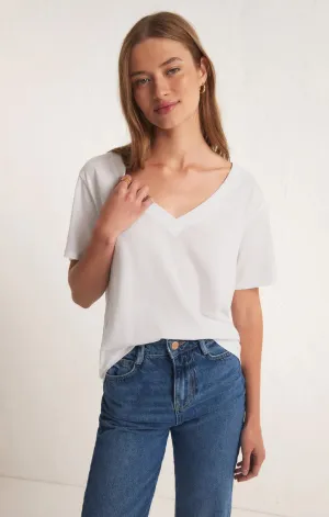 Girlfriend V-Neck Tee- White