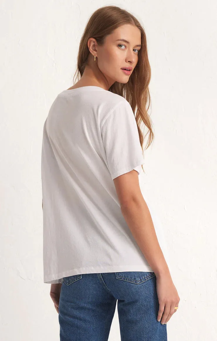 Girlfriend V-Neck Tee- White