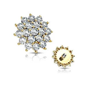 Golden Grand Sparkle Flower Dermal Anchor Top