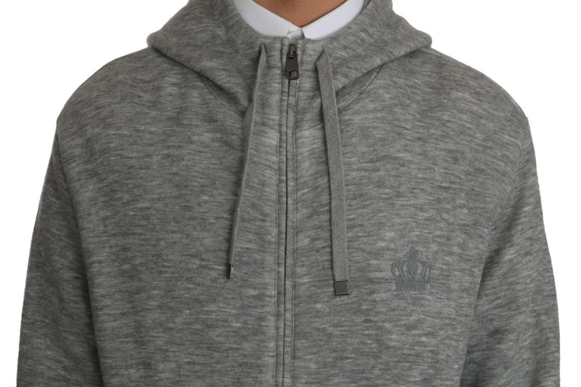 Gray Sweater Hooded Zipper Cashmere