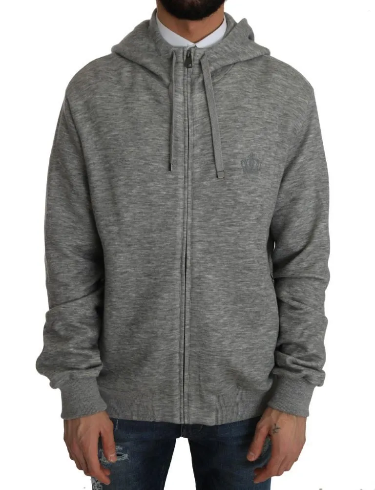 Gray Sweater Hooded Zipper Cashmere