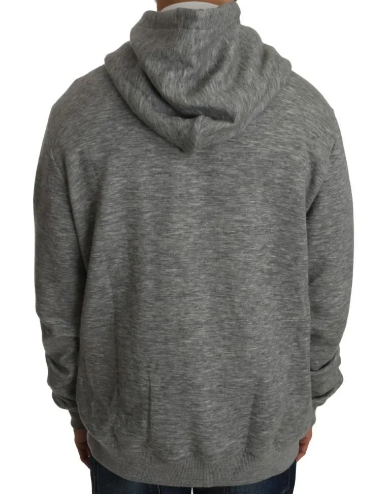 Gray Sweater Hooded Zipper Cashmere