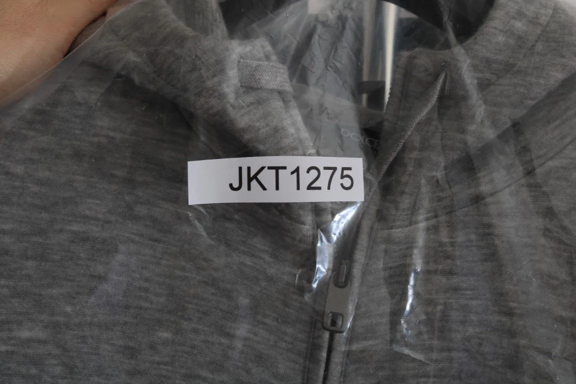 Gray Sweater Hooded Zipper Cashmere